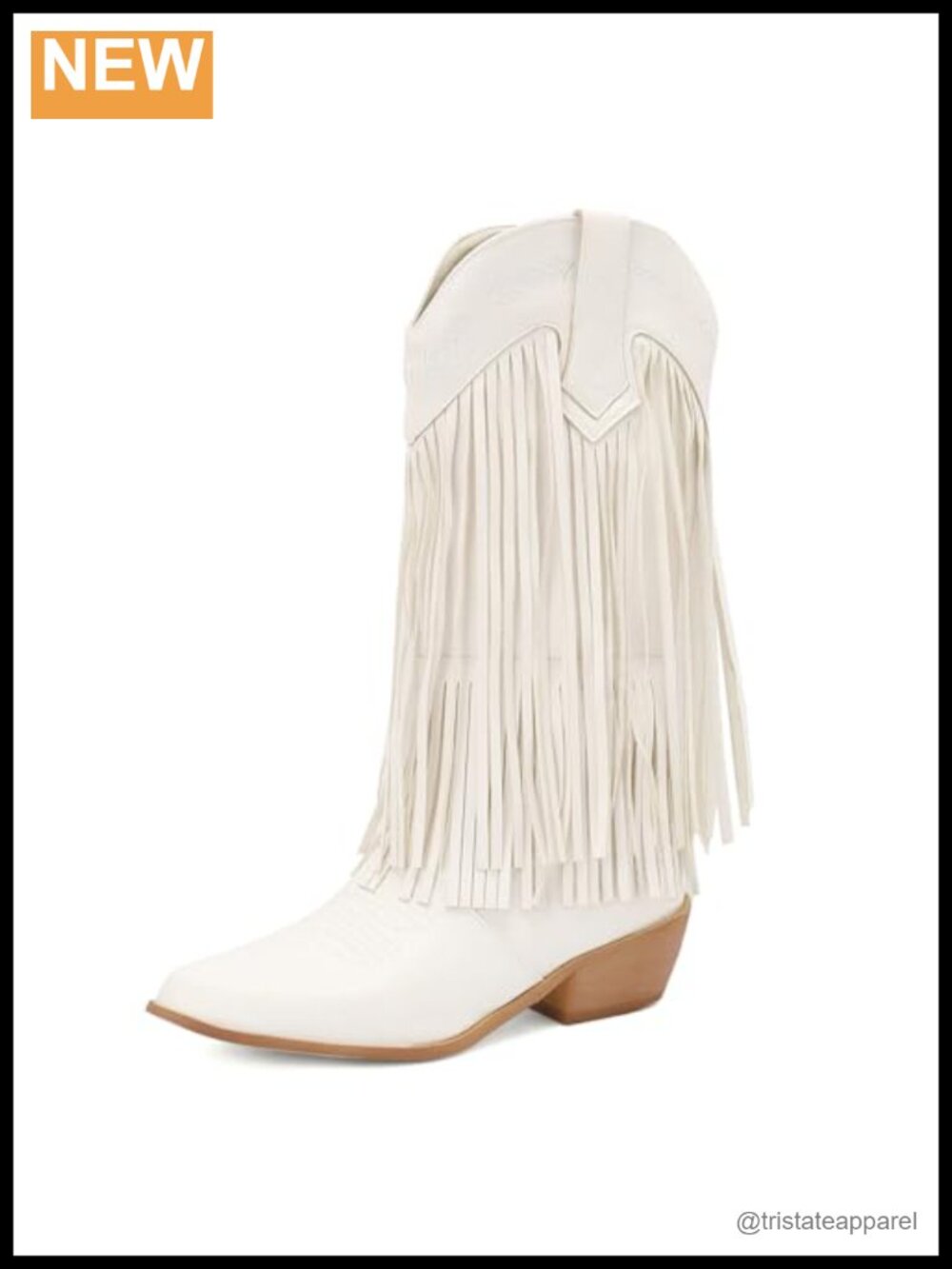 Women's Fringe Cowboy Knee High Boots Pointed Toe Tassel Block Heel Embroidery